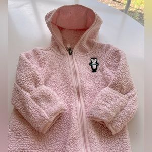 North Face Sherpa One-Piece with Hood, 6-12 mos, Pink